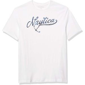 Nautica Men’s Short Sleeve 100% Cotton Nautical Series Graphic Tee(Nautica Bright White)