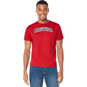 Nautica Men’s Short Sleeve 100% Cotton Nautical Series Graphic Tee(Nautica Red)
