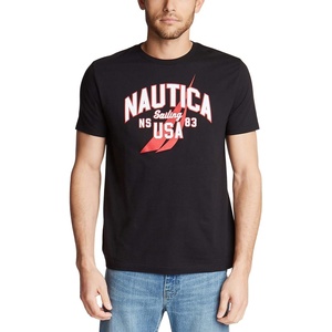 Nautica Men’s Short Sleeve 100% Cotton Nautical Series Graphic Tee(True Black)