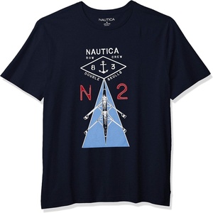 Nautica Men’s Short Sleeve 100% Cotton Nautical Series Graphic Tee(True Navy)