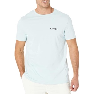 Nautica Men’s Short Sleeve Solid Crew Neck T-Shirt Shirt(Bay Blue Solid)