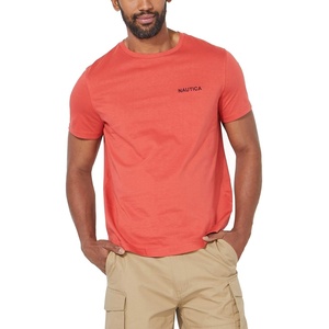 Nautica Men’s Short Sleeve Solid Crew Neck T-Shirt Shirt(Sunbaked Red Solid)