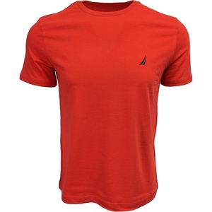 Nautica Men’s Short Sleeve Solid Crew Neck T-Shirt Shirt(Sunrise Red)