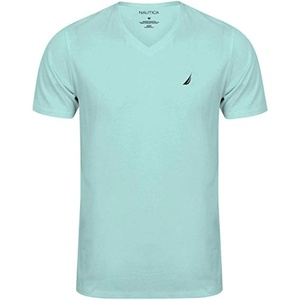 Nautica Mens Short Sleeve Solid Slim Fit V-Neck T-Shirt(Aqua)