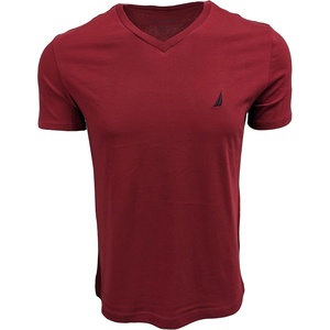 Nautica Mens Short Sleeve Solid Slim Fit V-Neck T-Shirt(Biking Red)