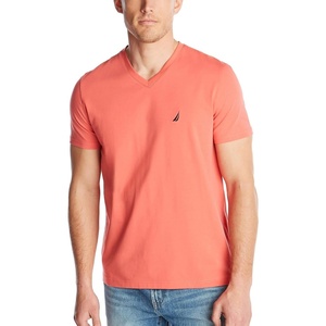 Nautica Mens Short Sleeve Solid Slim Fit V-Neck T-Shirt(Dreamy Coral)