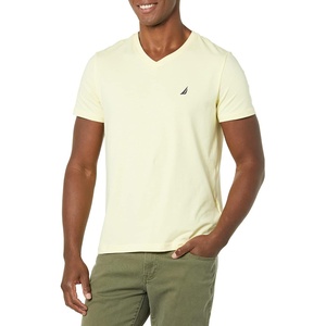 Nautica Mens Short Sleeve Solid Slim Fit V-Neck T-Shirt(French Vanilla)