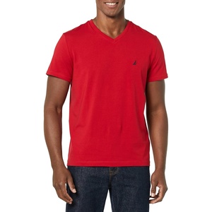 Nautica Mens Short Sleeve Solid Slim Fit V-Neck T-Shirt(Nautica Red)