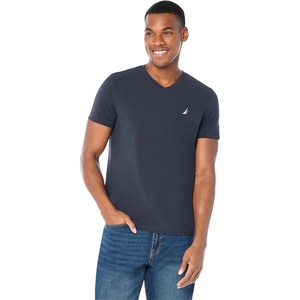 Nautica Mens Short Sleeve Solid Slim Fit V-Neck T-Shirt(Navy)