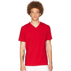 Nautica Mens Short Sleeve Solid Slim Fit V-Neck T-Shirt(New Nautica Red)