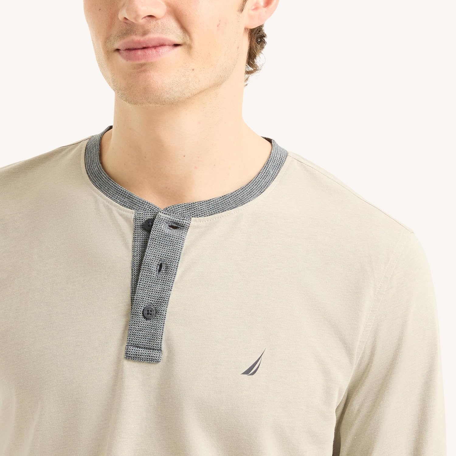 image:imageNautica Mens Long Sleeve Henley ShirtGrey Heather