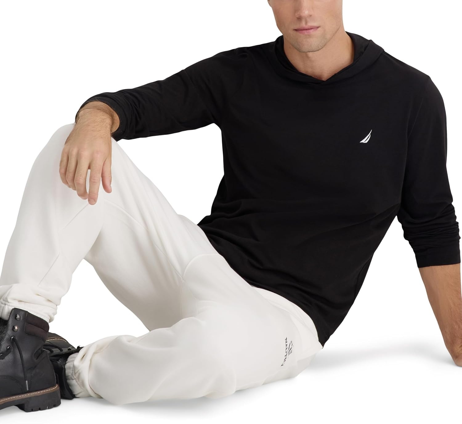 image:imageNautica Mens LongSleeve Elevated Deck Crewneck TShirtTrue Black