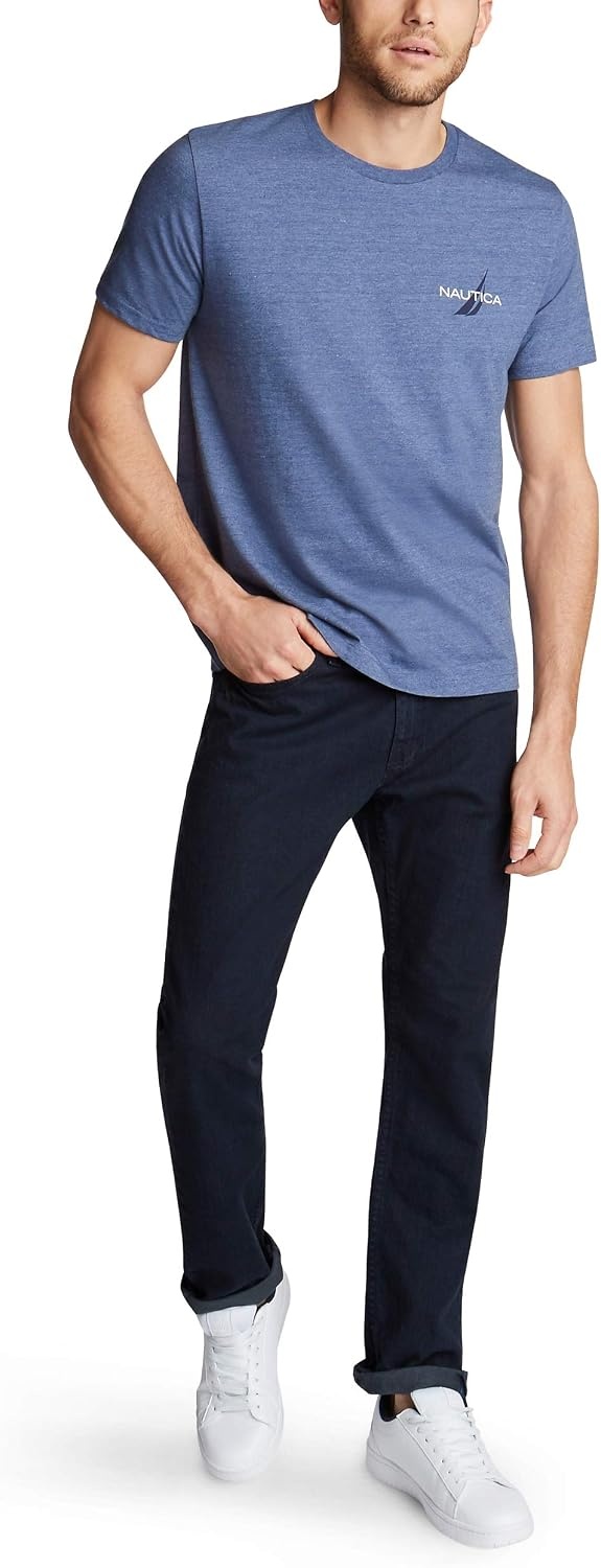 image:imageNautica Mens Short Sleeve Logo Series Graphic TeeBlue Indigo Heather