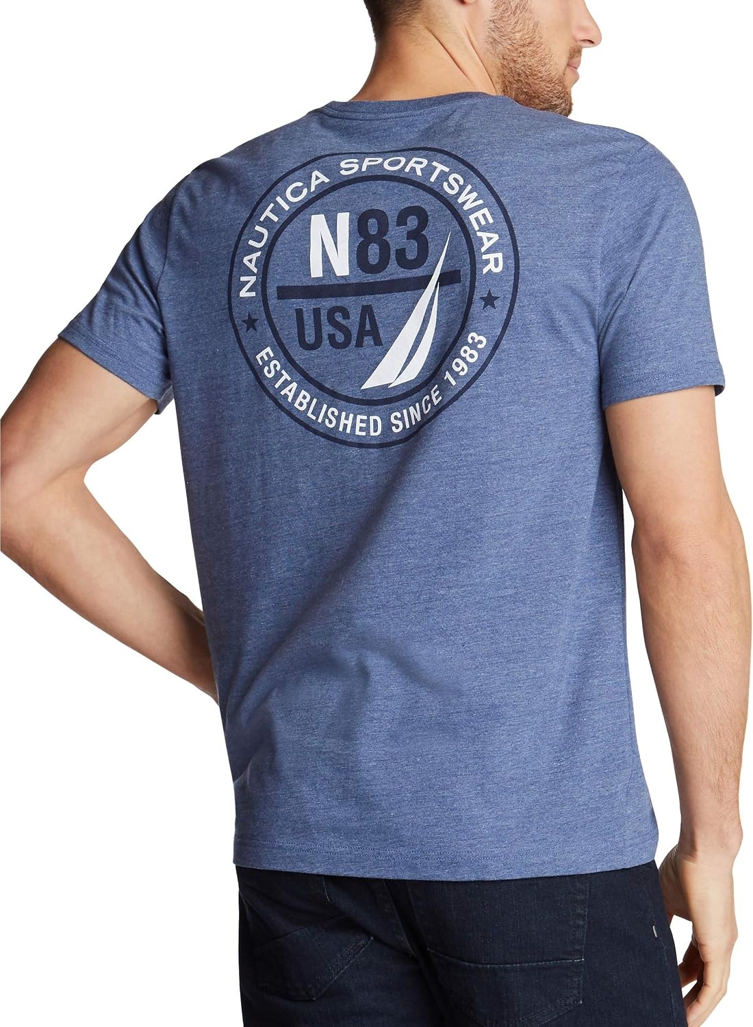 image:imageNautica Mens Short Sleeve Logo Series Graphic TeeBlue Indigo Heather