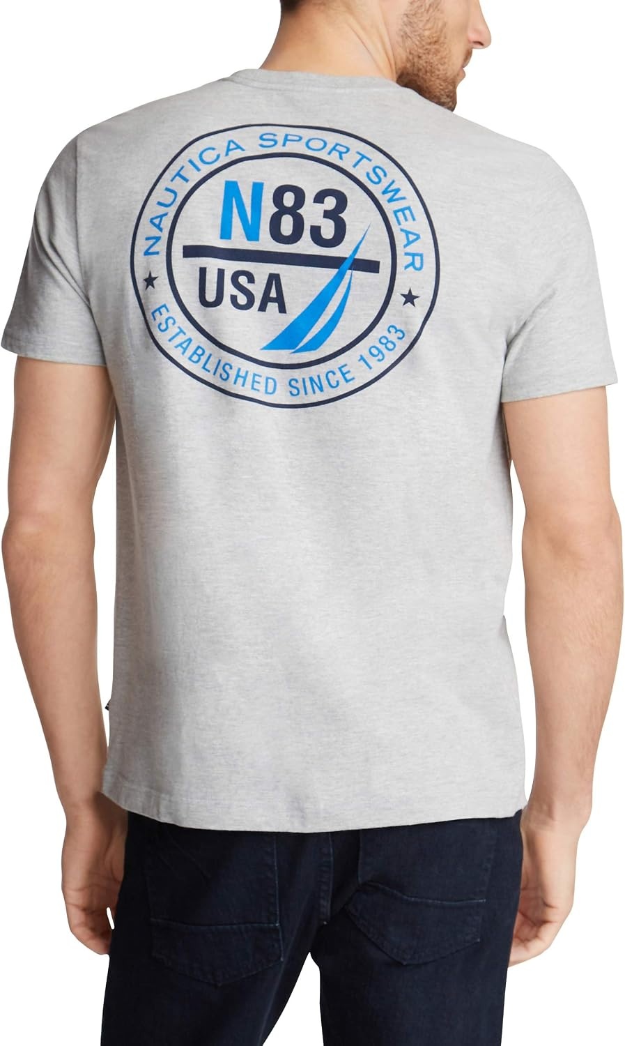 image:imageNautica Mens Short Sleeve Logo Series Graphic TeeGrey Heather