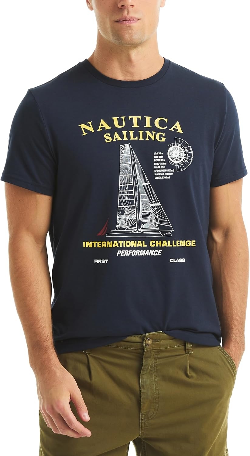 image:imageNautica Mens Short Sleeve Sailing Graphic TShirtNavy Seas