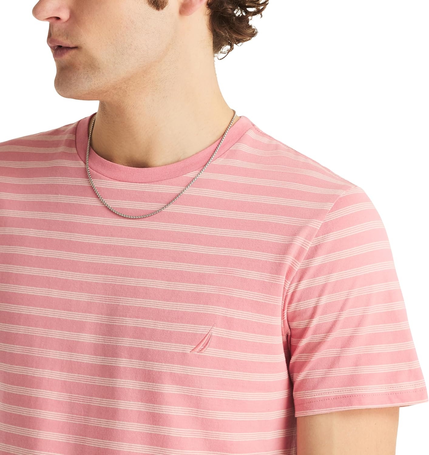 image:imageNautica Mens Short Sleeve Striped TeeMauve Glow