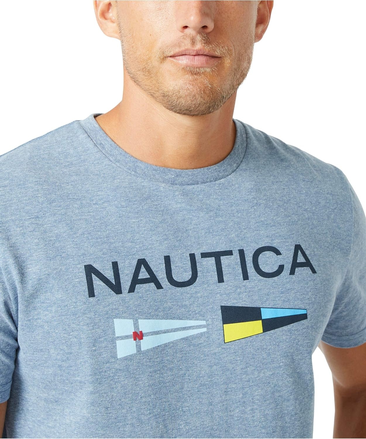 image:imageNautica Mens Sustainably Crafted Logo Signal Flag Graphic TShirtDeep Anchor Heather