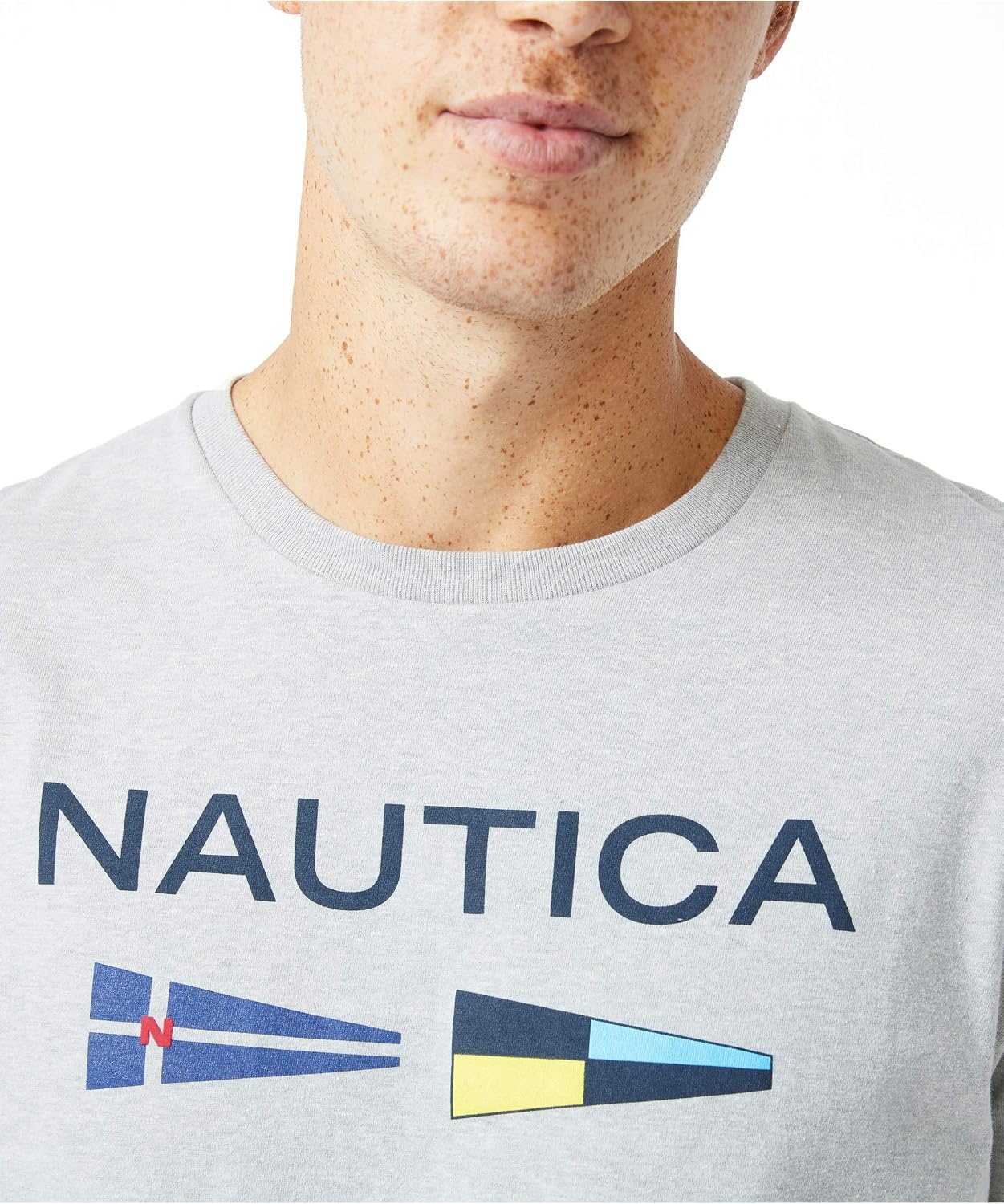 image:imageNautica Mens Sustainably Crafted Logo Signal Flag Graphic TShirtGrey Heather