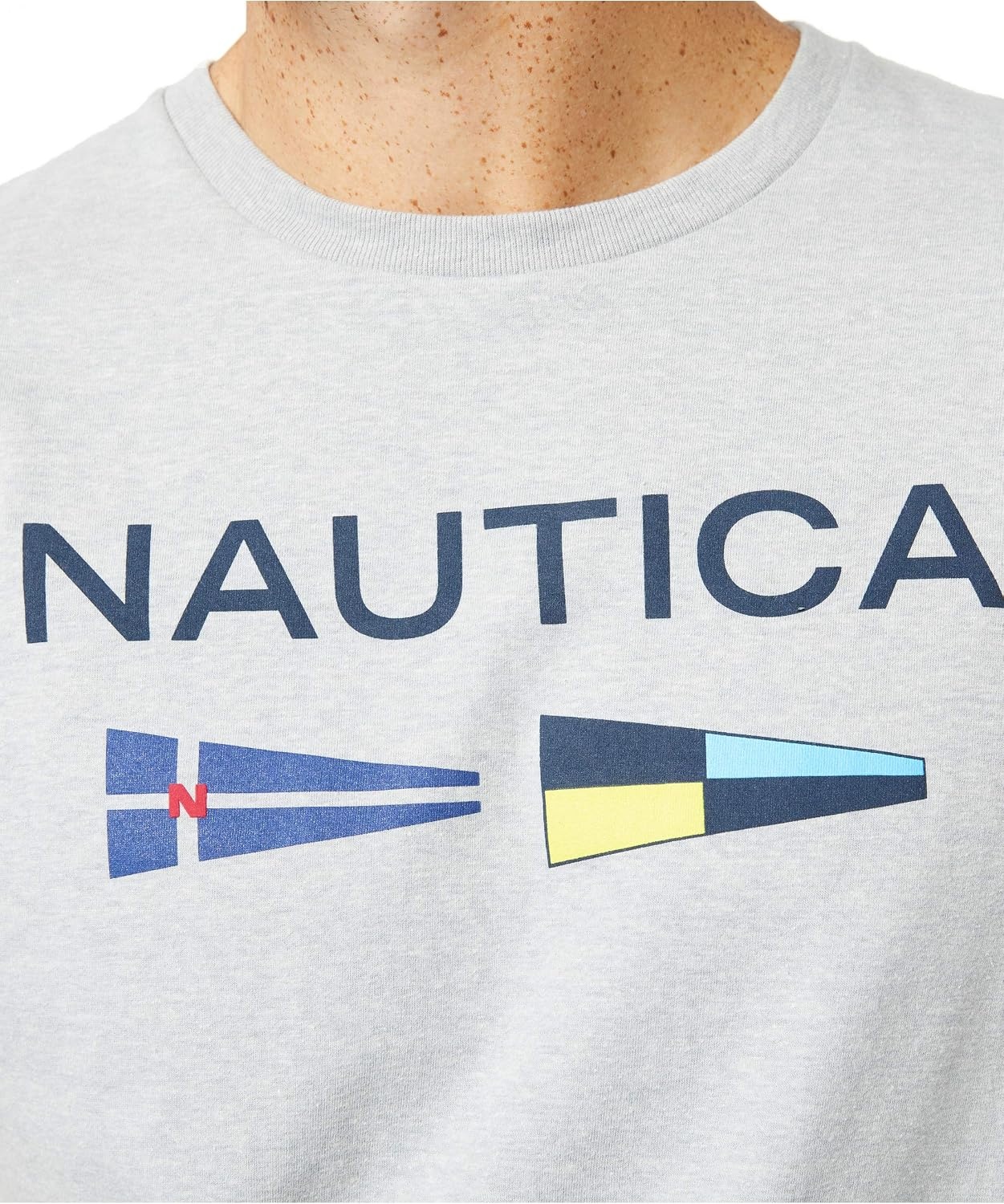 image:imageNautica Mens Sustainably Crafted Logo Signal Flag Graphic TShirtGrey Heather