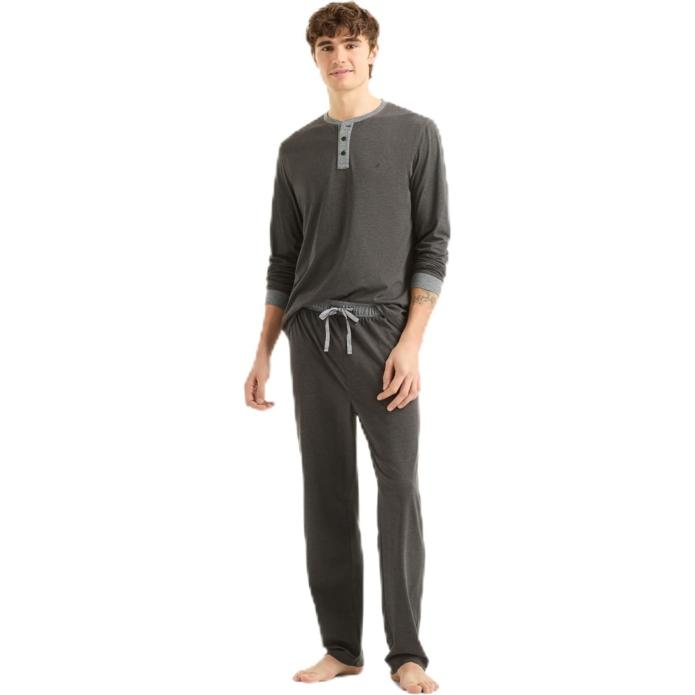 image:imageNautica Mens Long Sleeve Henley ShirtCharcoal Heather