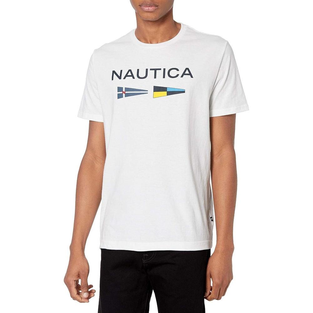 image:imageNautica Mens Sustainably Crafted Logo Signal Flag Graphic TShirtBright White