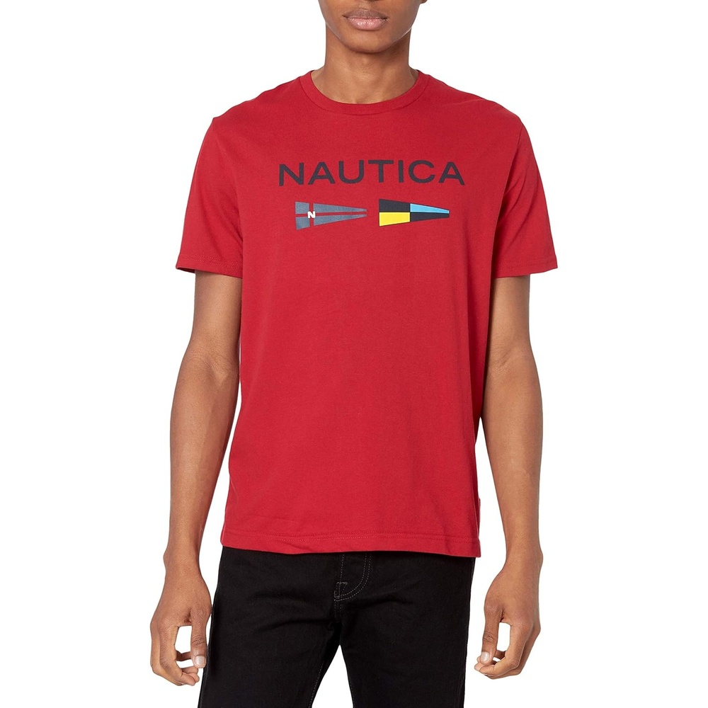 image:imageNautica Mens Sustainably Crafted Logo Signal Flag Graphic TShirtNautica Red