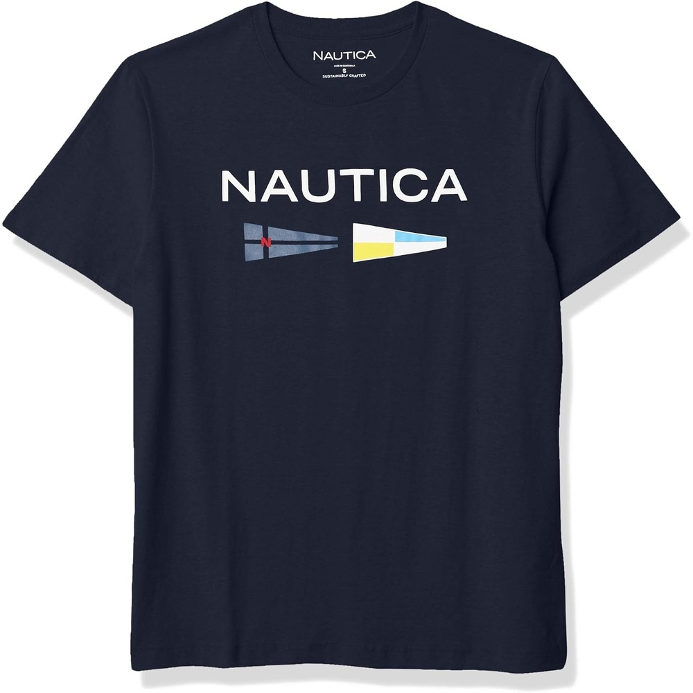 image:imageNautica Mens Sustainably Crafted Logo Signal Flag Graphic TShirtNavy