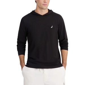 Nautica Men’s Long-Sleeve Elevated Deck Crewneck T-Shirt(True Black)