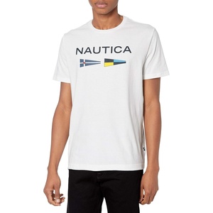 Nautica Men’s Sustainably Crafted Logo Signal Flag Graphic T-Shirt(Bright White)