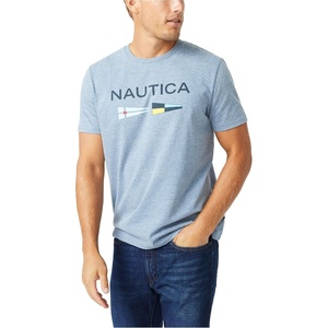 Nautica Men’s Sustainably Crafted Logo Signal Flag Graphic T-Shirt(Deep Anchor Heather)