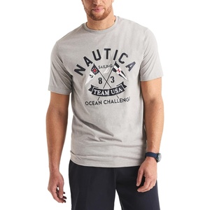 Nautica Men’s Big & Tall Ocean Challenge Graphic T-Shirt(Grey Heather)